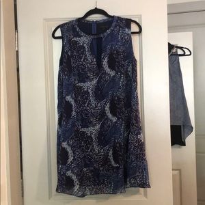 Flowy Blue Dress with abstract textile